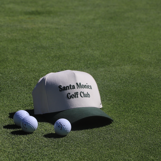 Beige and Green trendy golf hat.